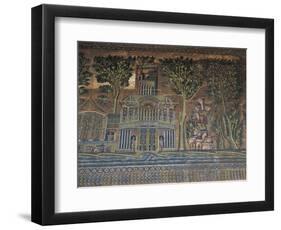 Syria, Damascus, Old City, Umayyad Mosque, Western Colonnade, Mosaics-null-Framed Giclee Print