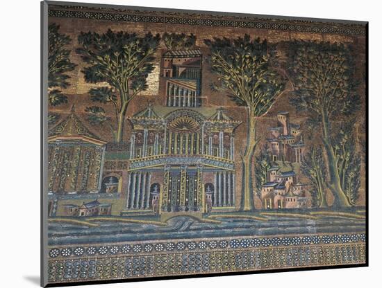 Syria, Damascus, Old City, Umayyad Mosque, Western Colonnade, Mosaics-null-Mounted Giclee Print