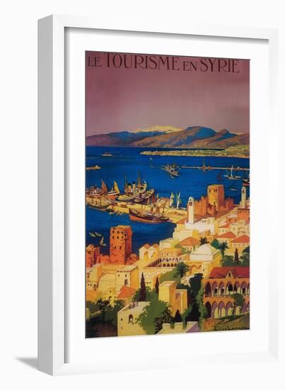 Syria - French Travel Poster, Touring in Syria-Lantern Press-Framed Art Print