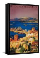 Syria - French Travel Poster, Touring in Syria-Lantern Press-Framed Stretched Canvas