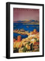 Syria - French Travel Poster, Touring in Syria-Lantern Press-Framed Art Print