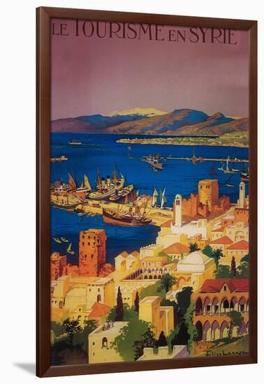 Syria - French Travel Poster, Touring in Syria-Lantern Press-Framed Art Print