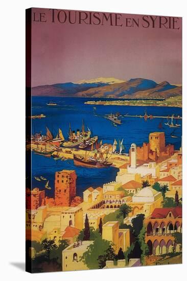 Syria - French Travel Poster, Touring in Syria-Lantern Press-Stretched Canvas