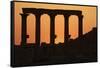 Syria, Palmyra, Silhouette of Ancient Colonnade at Sunset-null-Framed Stretched Canvas