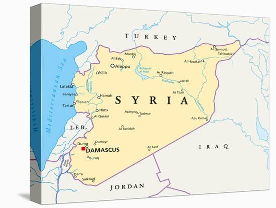 Syria Political Map-Peter Hermes Furian-Stretched Canvas