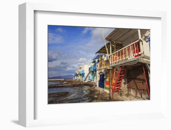 Syrmata, traditional fishermen's encampments with brightly painted woodwork, fishing village of Kli-Eleanor Scriven-Framed Photographic Print