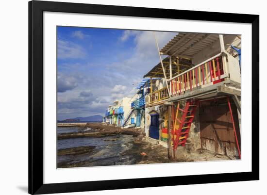 Syrmata, traditional fishermen's encampments with brightly painted woodwork, fishing village of Kli-Eleanor Scriven-Framed Photographic Print