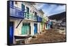 Syrmata, traditional fishermen's encampments with brightly painted woodwork, fishing village of Kli-Eleanor Scriven-Framed Stretched Canvas