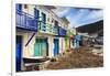 Syrmata, traditional fishermen's encampments with brightly painted woodwork, fishing village of Kli-Eleanor Scriven-Framed Photographic Print