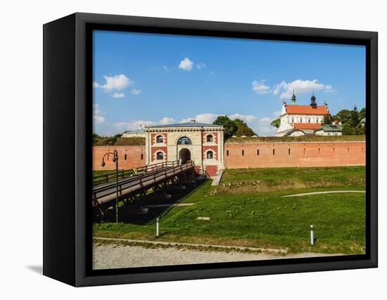 Szczebrzeszyn Gate and Cathedral, Old Town, UNESCO World Heritage Site, Zamosc, Lublin Voivodeship,-Karol Kozlowski-Framed Stretched Canvas