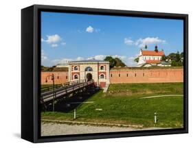 Szczebrzeszyn Gate and Cathedral, Old Town, UNESCO World Heritage Site, Zamosc, Lublin Voivodeship,-Karol Kozlowski-Framed Stretched Canvas