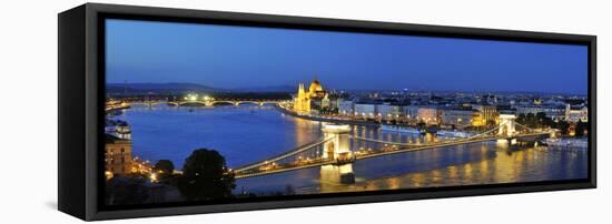 Szechenyi Chain Bridge and the Parliament at Twilight, Budapest, Hungary-Mauricio Abreu-Framed Stretched Canvas
