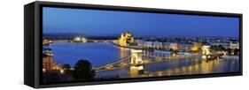 Szechenyi Chain Bridge and the Parliament at Twilight, Budapest, Hungary-Mauricio Abreu-Framed Stretched Canvas