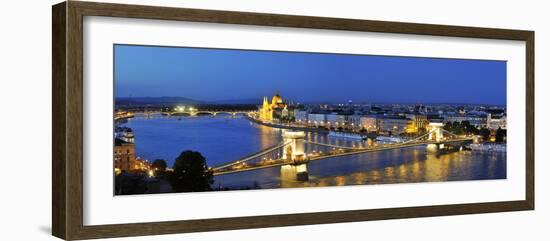 Szechenyi Chain Bridge and the Parliament at Twilight, Budapest, Hungary-Mauricio Abreu-Framed Photographic Print