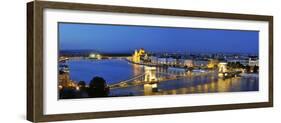 Szechenyi Chain Bridge and the Parliament at Twilight, Budapest, Hungary-Mauricio Abreu-Framed Photographic Print