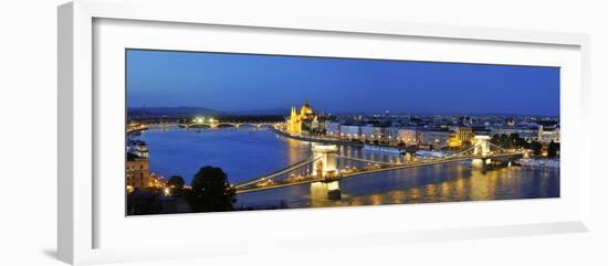 Szechenyi Chain Bridge and the Parliament at Twilight, Budapest, Hungary-Mauricio Abreu-Framed Photographic Print