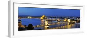 Szechenyi Chain Bridge and the Parliament at Twilight, Budapest, Hungary-Mauricio Abreu-Framed Photographic Print