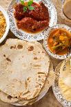 Indian Vegetarian Food. Biryani Rice, Curry Dhal and Milk Tea on Dining Table.-szefei-Photographic Print