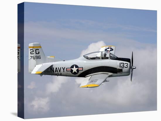 T-28 Trojan Trainer Warbird in U.S. Navy Colors-Stocktrek Images-Stretched Canvas