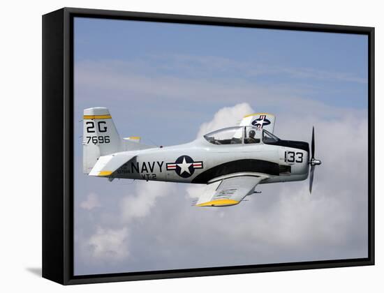T-28 Trojan Trainer Warbird in U.S. Navy Colors-Stocktrek Images-Framed Stretched Canvas