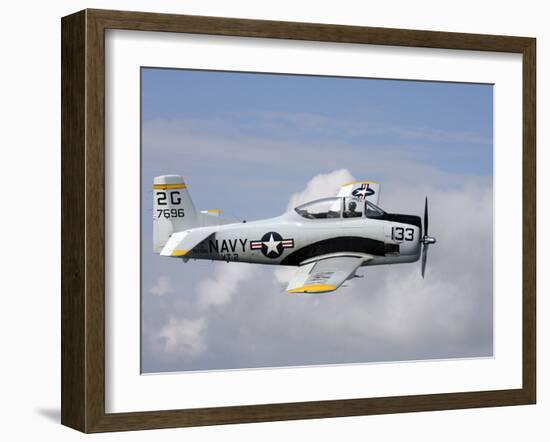 T-28 Trojan Trainer Warbird in U.S. Navy Colors-Stocktrek Images-Framed Photographic Print