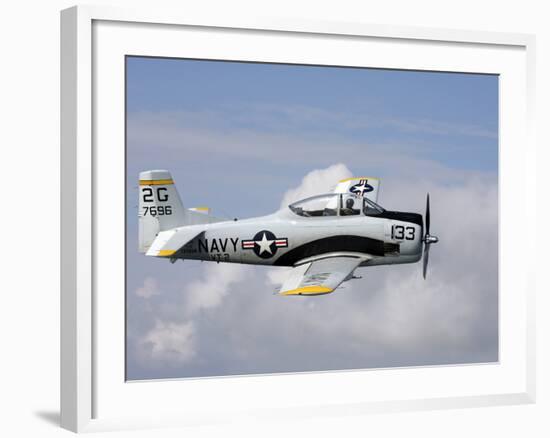 T-28 Trojan Trainer Warbird in U.S. Navy Colors-Stocktrek Images-Framed Photographic Print