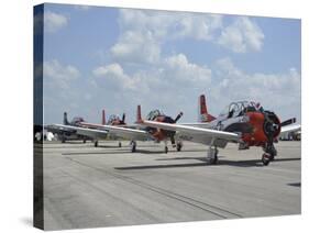 T-28C Trojan Aircraft Lined Up On the Flight Line-Stocktrek Images-Stretched Canvas