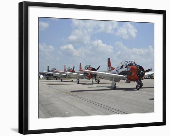 T-28C Trojan Aircraft Lined Up On the Flight Line-Stocktrek Images-Framed Photographic Print