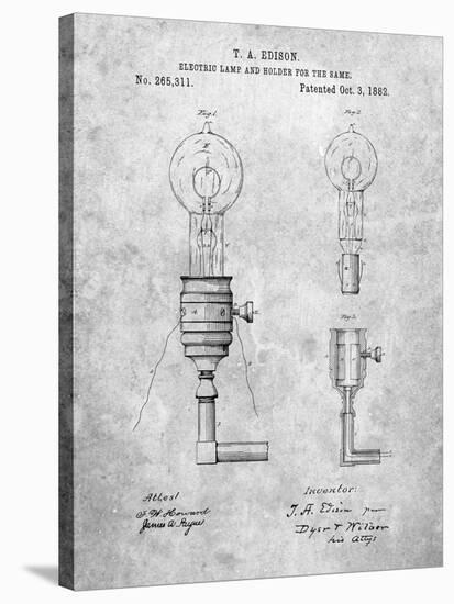 T. A. Edison Light Bulb and Holder Patent Art-Cole Borders-Stretched Canvas