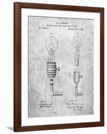 T. A. Edison Light Bulb and Holder Patent Art-Cole Borders-Framed Art Print