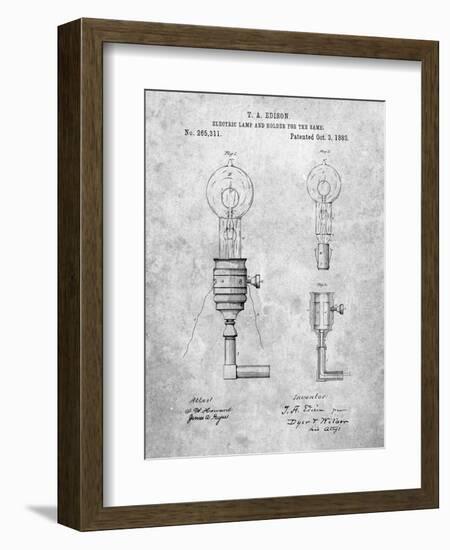 T. A. Edison Light Bulb and Holder Patent Art-Cole Borders-Framed Art Print