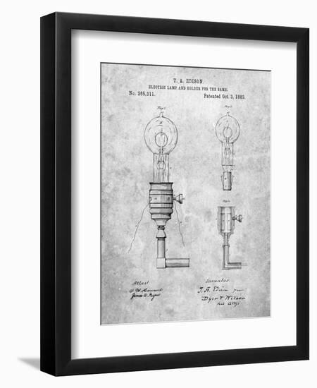 T. A. Edison Light Bulb and Holder Patent Art-Cole Borders-Framed Art Print