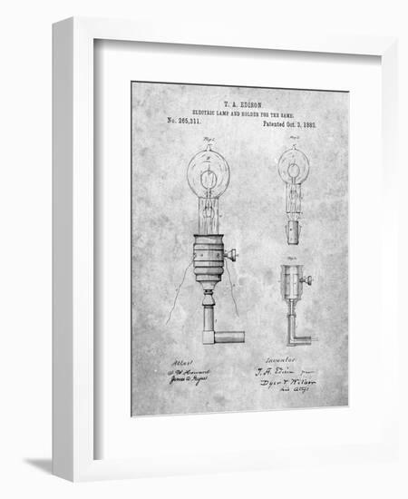 T. A. Edison Light Bulb and Holder Patent Art-Cole Borders-Framed Art Print