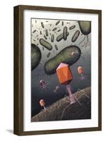 T-bacteriophages Attacking E. Coli-Richard Bizley-Framed Photographic Print