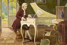 Wolfgang Amadeus Mozart the Austrian Composer Playing an Ornate Harpsichord-T. Beck-Framed Stretched Canvas