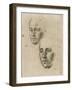 T? de femme avec reprise, ?de pour le visage de la m? de paysan greffant un arbre (1855)-Jean-François Millet-Framed Giclee Print