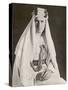 T E Lawrence (Lawrence of Arabia) in Desert Robes-null-Stretched Canvas