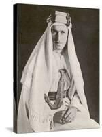 T E Lawrence (Lawrence of Arabia) in Desert Robes-null-Stretched Canvas