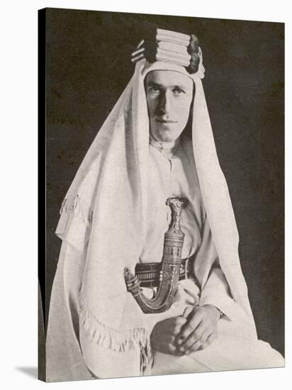 T E Lawrence (Lawrence of Arabia) in Desert Robes-null-Stretched Canvas