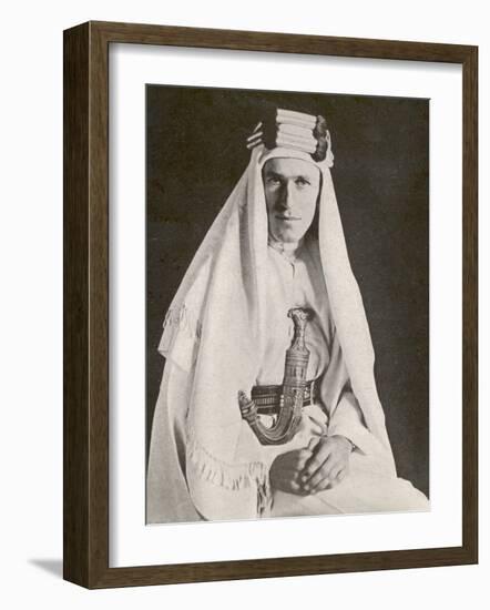 T E Lawrence (Lawrence of Arabia) in Desert Robes-null-Framed Photographic Print