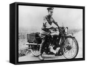 T E Lawrence (Lawrence of Arabia) Sitting on His Motorbike-null-Framed Stretched Canvas