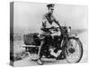 T E Lawrence (Lawrence of Arabia) Sitting on His Motorbike-null-Stretched Canvas