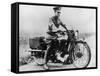 T E Lawrence (Lawrence of Arabia) Sitting on His Motorbike-null-Framed Stretched Canvas