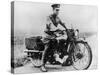 T E Lawrence (Lawrence of Arabia) Sitting on His Motorbike-null-Stretched Canvas