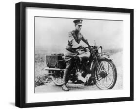 T E Lawrence (Lawrence of Arabia) Sitting on His Motorbike-null-Framed Photographic Print