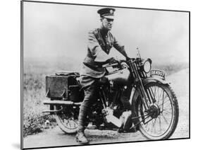 T E Lawrence (Lawrence of Arabia) Sitting on His Motorbike-null-Mounted Photographic Print