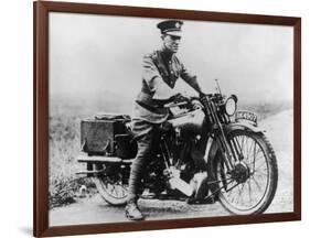 T E Lawrence (Lawrence of Arabia) Sitting on His Motorbike-null-Framed Photographic Print