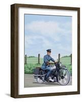 T E Lawrence on His Motorcyle-John Keay-Framed Giclee Print