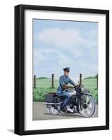 T E Lawrence on His Motorcyle-John Keay-Framed Giclee Print