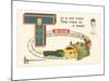T is a Toy Train-null-Mounted Art Print